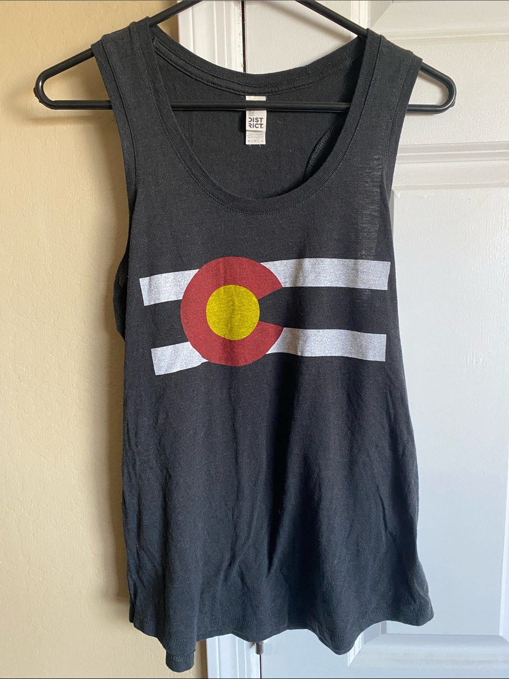 District Dark Grey Tank with Red and Yellow Colorado Circle Graphic